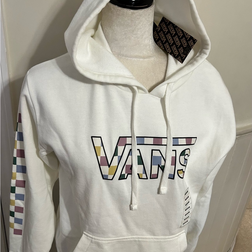 Vans Wyld Tangle BFF Hoodie White Checkered Sleeve Multi Logo/Size Medium/NWT